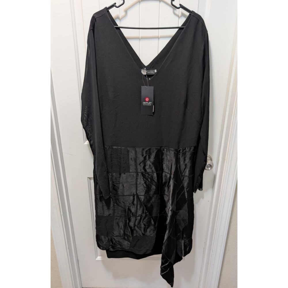 Cleo Aidar Black Short Dress Sheer Long Sleeve Semi-Formal Plus Size EU 50 US 20